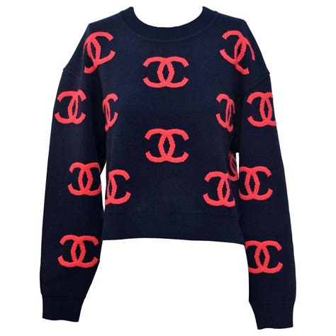 chanel boutique sweater|authentic Chanel logo sweater.